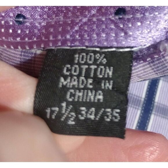 English Laundry Shirt Men's 17.5‎ Purple Button Front Long Sleeve - Picture 8 of 9